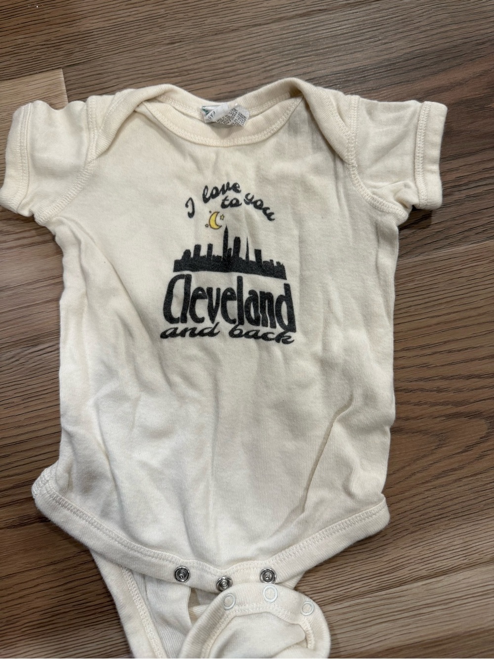 Rabbit Skins Cream Cleveland and Back Graphic Bodysuit